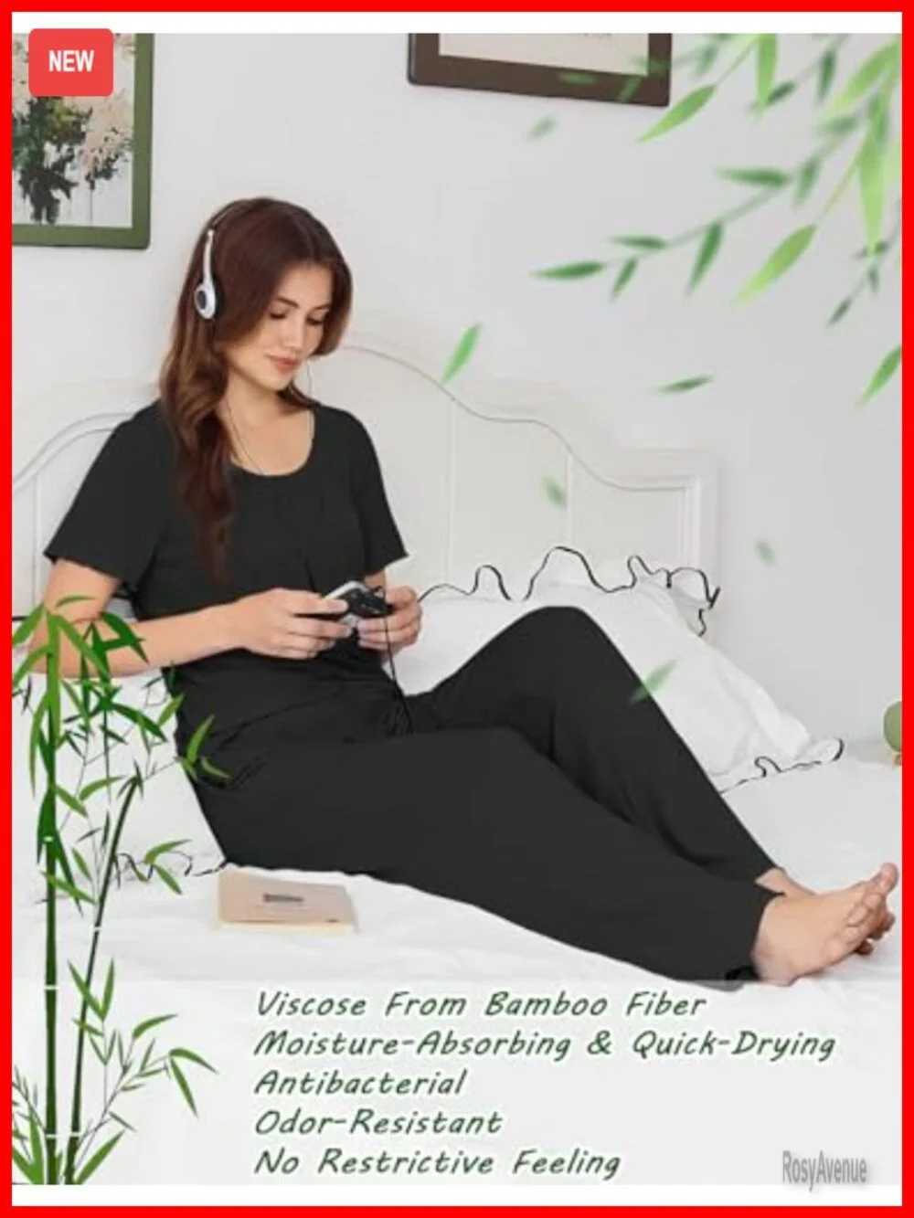 Viscose from Bamboo Pajama Set Short Sleeve Loose Fit Sleepwear